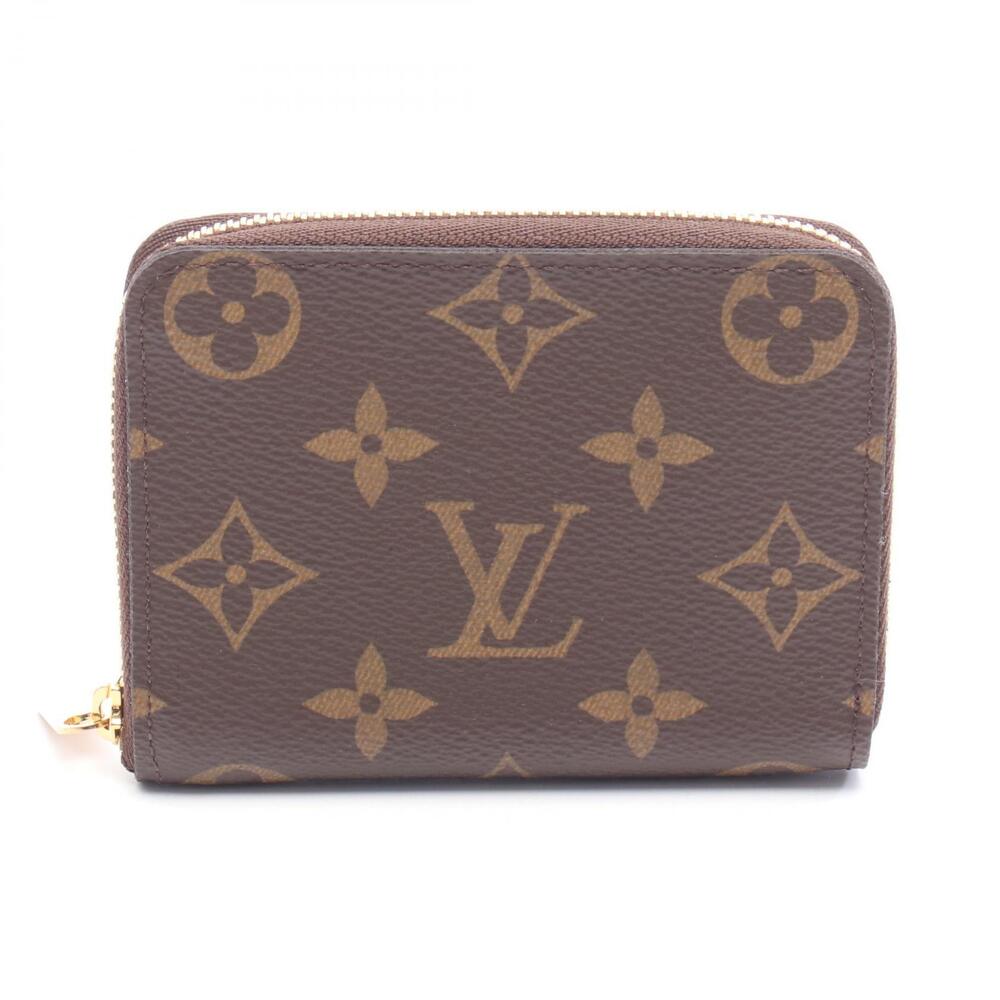 Louis Vuitton Zippy Wallet Coin Purse Monogram Case Wallet Canvas Leather Brown